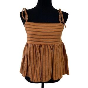 Striped Brown Sleeveless Blouse